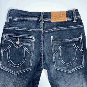 True Religion Womens Bootcut Jeans Dark Wash Stitch Size 29